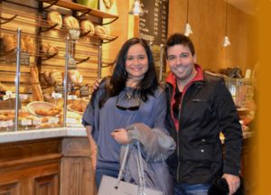 Karla Dias, Account Manager at Celimedia and Thiago Calil at the Belgian boulangerie Le Pain Quotidien 
